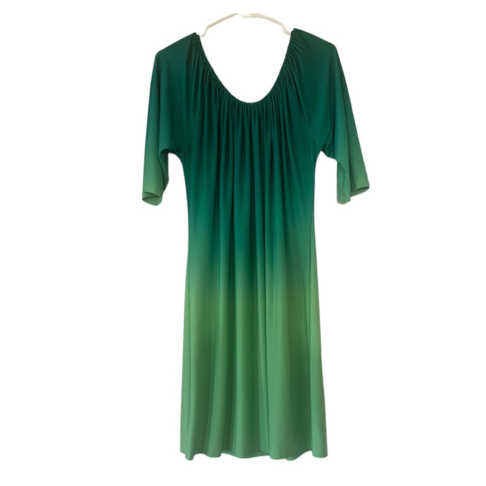 EUC TIANA B. - Green Ombré Versatile On or Off Shoulder Dress Size Large